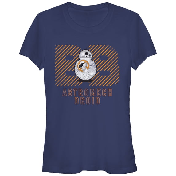 Junior's Star Wars The Force Awakens BB-8 Astromech Droid Distressed Graphic Tee Navy Blue Large