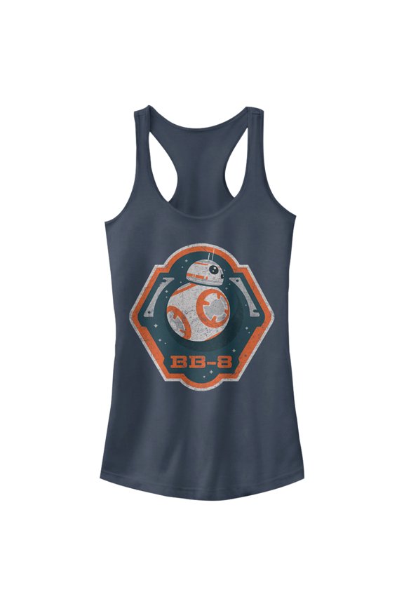 Junior's Star Wars The Force Awakens BB-8 Badge Racerback Tank Top Indigo Medium
