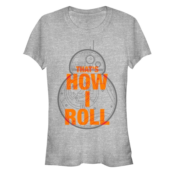 Junior's Star Wars The Force Awakens BB-8 That's How I Roll Graphic Tee Athletic Heather 2X Large