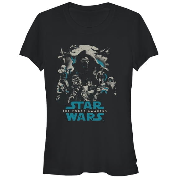 Junior's Star Wars The Force Awakens Group Shot Graphic Tee Black 2X Large