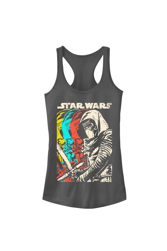 Junior's Star Wars The Force Awakens Kylo Ren Copies Racerback Tank Top Charcoal Small