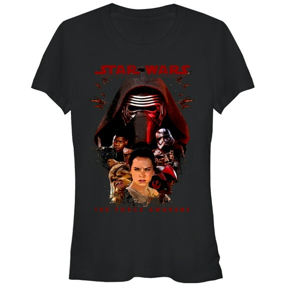 Junior's Star Wars The Force Awakens Kylo Ren and Rey Graphic Tee Black X Large