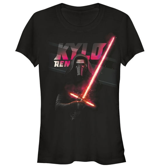 Junior's Star Wars The Force Awakens Kylo Ren in the Shadows  Graphic Tee Black X Large