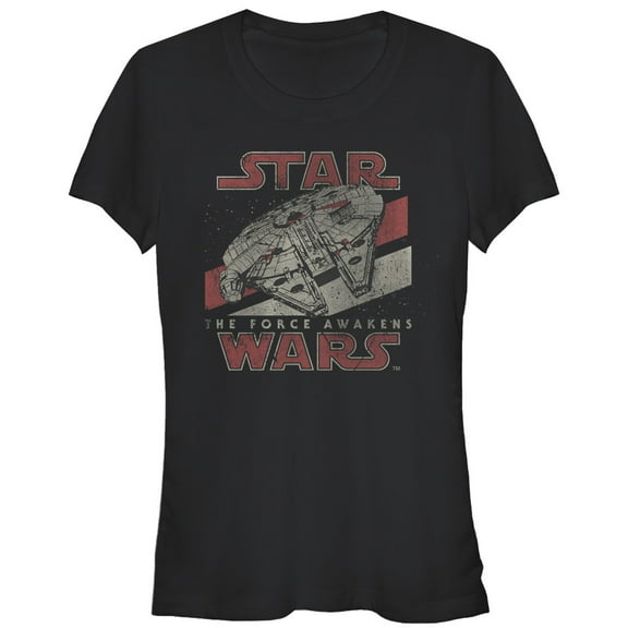 Junior's Star Wars The Force Awakens Millennium Falcon Graphic Tee Black Small