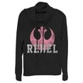 thumbnail image 1 of Junior's Star Wars The Force Awakens Rebel  Cowl Neck Sweatshirt Black Large, 1 of 4