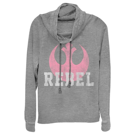 Junior's Star Wars The Force Awakens Rebel Cowl Neck Sweatshirt Gray Heather X Small