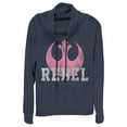 thumbnail image 1 of Junior's Star Wars The Force Awakens Rebel Cowl Neck Sweatshirt Navy Blue 2X Large, 1 of 3