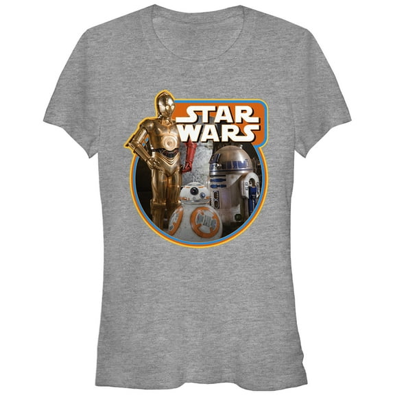 Junior's Star Wars The Force Awakens Retro Droids  Graphic Tee Athletic Heather Large