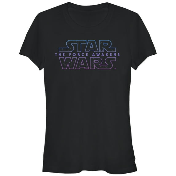 Junior's Star Wars The Force Awakens Starry Logo Graphic Tee Black Large