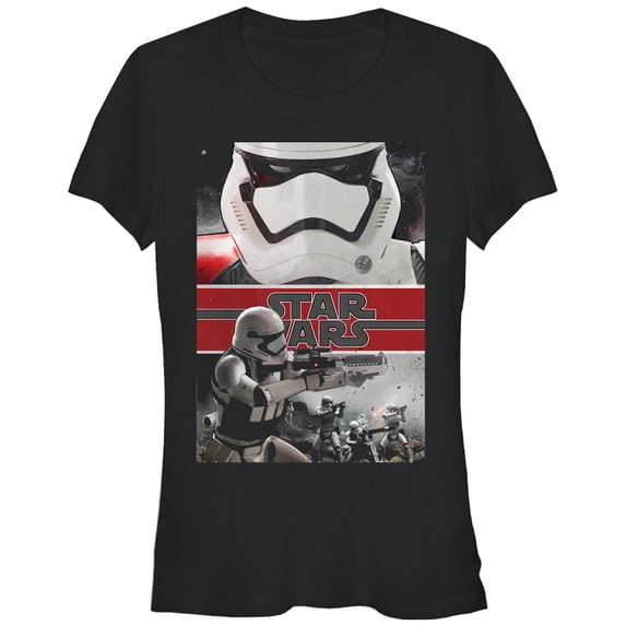 Junior's Star Wars The Force Awakens Stormtroopers Push Forward Graphic Tee Black 2X Large