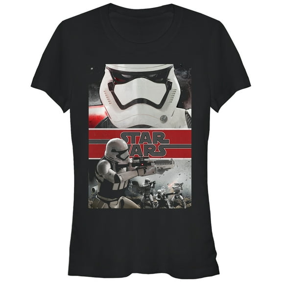 Junior's Star Wars The Force Awakens Stormtroopers Push Forward  Graphic Tee Black Large