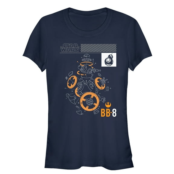Junior's Star Wars The Last Jedi BB-8 Deconstruct Graphic Tee Navy Blue Medium