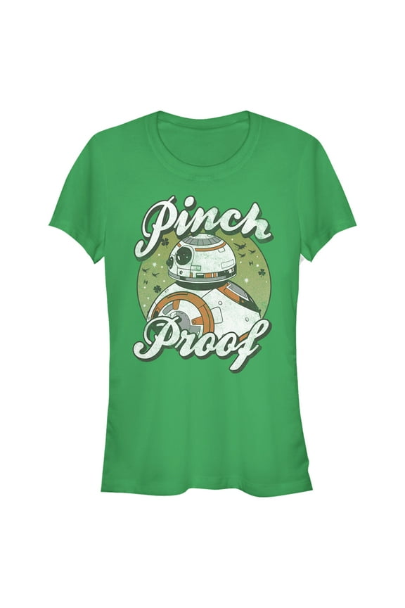 Junior's Star Wars The Last Jedi BB-8 St. Patrick's Day Pinch Proof Graphic Tee Kelly Green Large