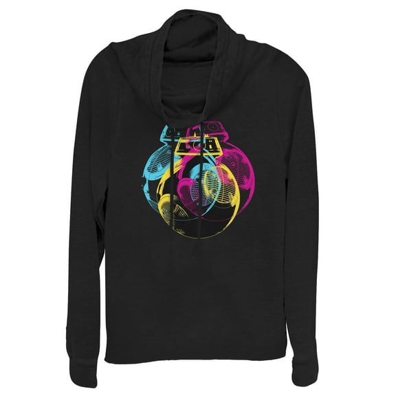 Junior's Star Wars The Last Jedi BB-9E Retro Pop  Cowl Neck Sweatshirt Black X Small