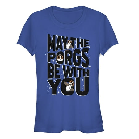 Junior's Star Wars The Last Jedi May the Fourth Porgs Be With You Graphic Tee Royal Blue Medium