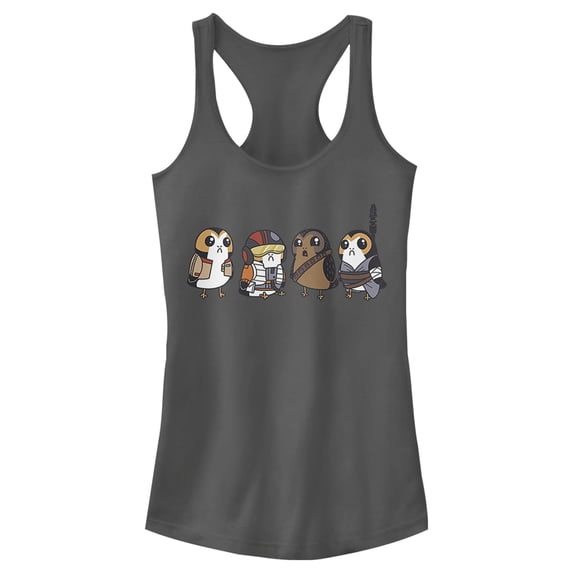 Junior's Star Wars: The Last Jedi Porg Costumes Racerback Tank Top Charcoal Large