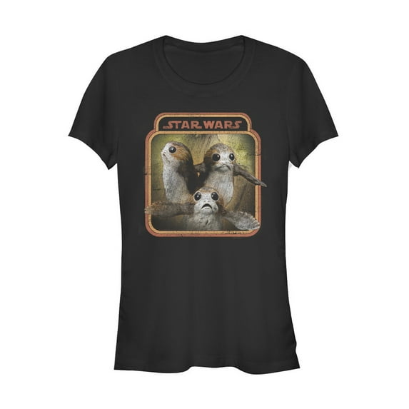 Junior's Star Wars The Last Jedi Porgs Frame Graphic Tee Black Small