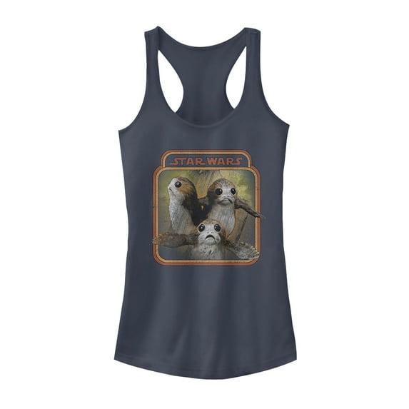 Junior's Star Wars The Last Jedi Porgs Frame Racerback Tank Top Indigo Large