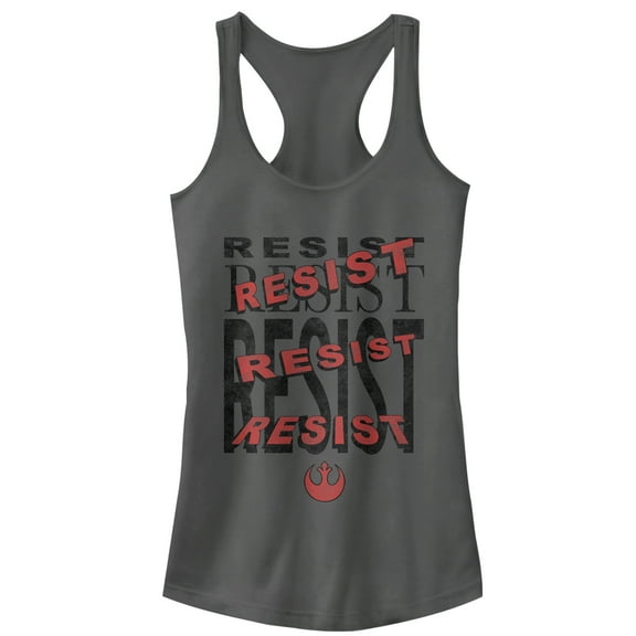 Junior's Star Wars The Last Jedi Resist Repeat  Racerback Tank Top Charcoal X Large