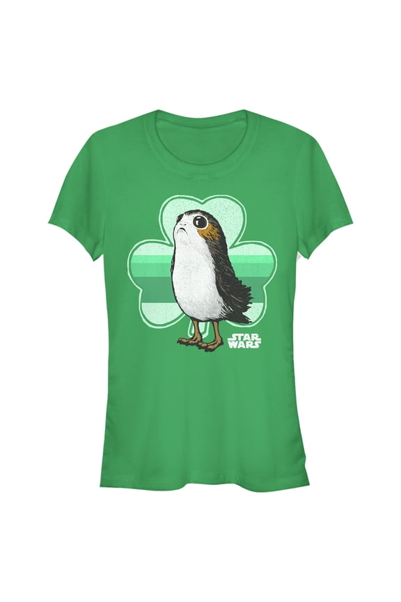 Junior's Star Wars The Last Jedi St. Patrick's Day Porg Shamrock Graphic Tee Kelly Green Small
