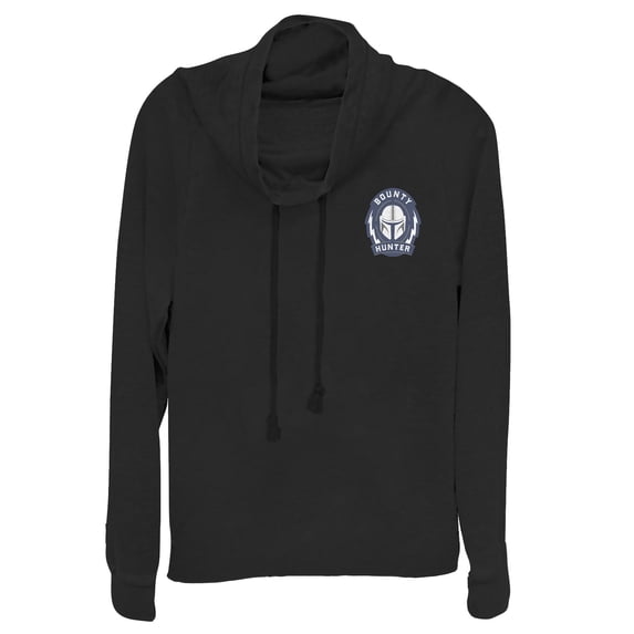 Junior's Star Wars: The Mandalorian Bounty Hunter Badge Cowl Neck Sweatshirt Black 3X Large