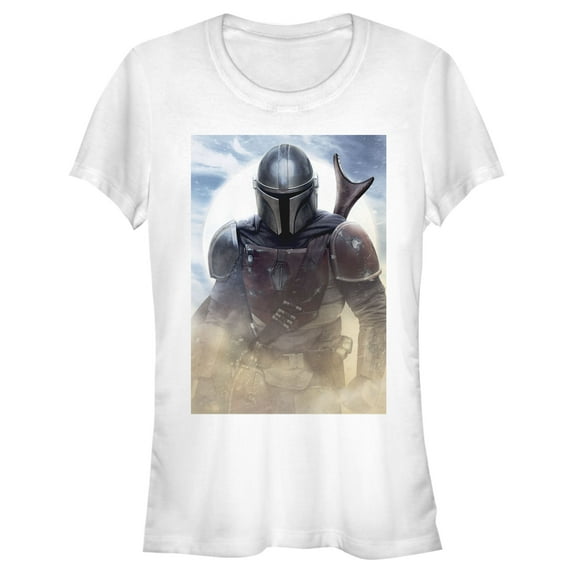 Junior's Star Wars: The Mandalorian Bounty Hunter Dusty Portrait Graphic Tee White Large