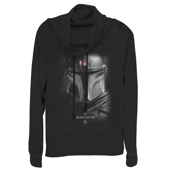 Junior's Star Wars: The Mandalorian Bounty Hunter Shadow Cowl Neck Sweatshirt Black 2X Large