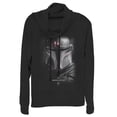 thumbnail image 1 of Junior's Star Wars: The Mandalorian Bounty Hunter Shadow Cowl Neck Sweatshirt Black Small, 1 of 3