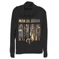 thumbnail image 1 of Junior's Star Wars: The Mandalorian Character Panel  Cowl Neck Sweatshirt Black 4X Large, 1 of 3
