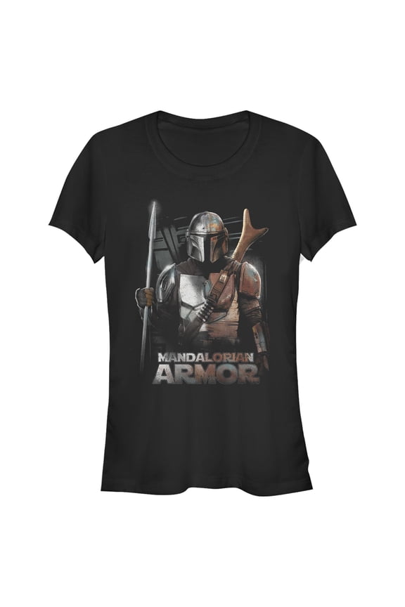 Junior's Star Wars: The Mandalorian Din Djarin Beskar Armor Graphic Tee Black Medium
