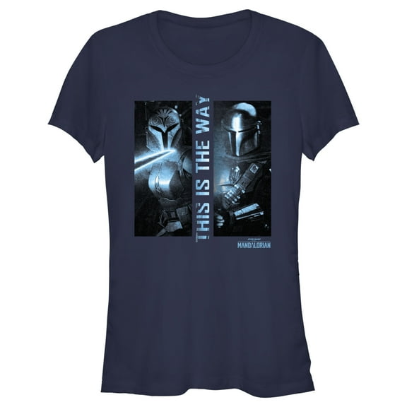 Junior's Star Wars: The Mandalorian Din Djarin and Bo-Katan Kryze This is the Way Graphic Tee Navy Blue Medium