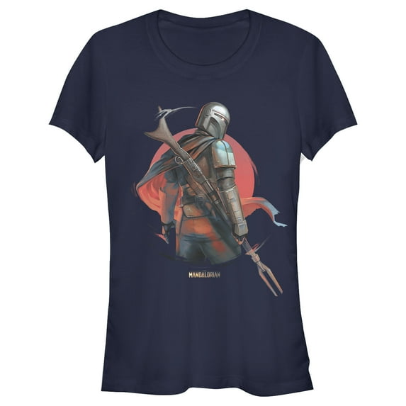 Junior's Star Wars: The Mandalorian Dusty Sunset Graphic Tee Navy Blue Medium