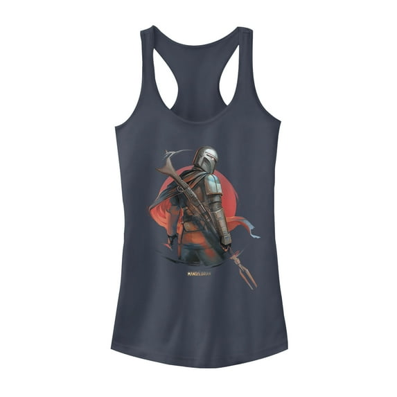 Junior's Star Wars: The Mandalorian Dusty Sunset Racerback Tank Top Indigo Small