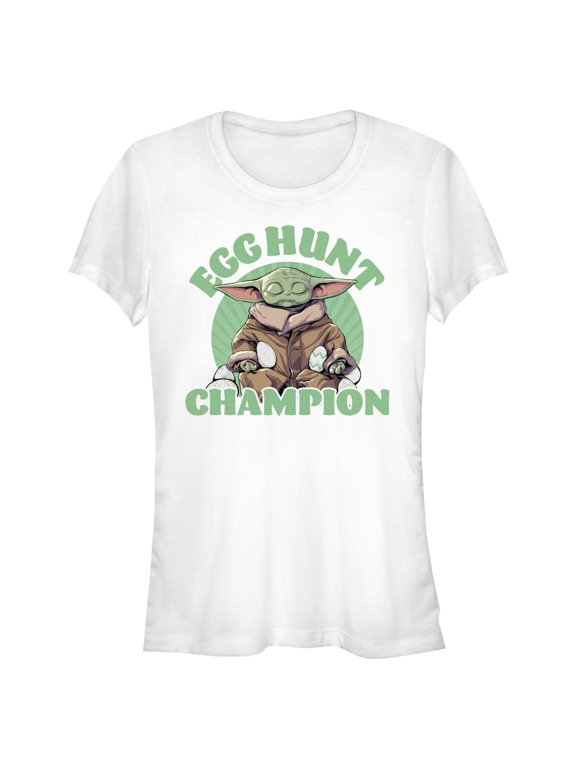 Junior's Star Wars: The Mandalorian Easter Grogu Egg Hunt Champion Graphic Tee White Small