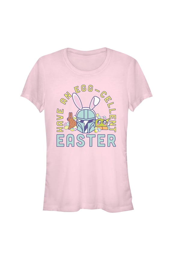 Junior's Star Wars: The Mandalorian Egg-Cellent Easter Graphic Tee Light Pink Small
