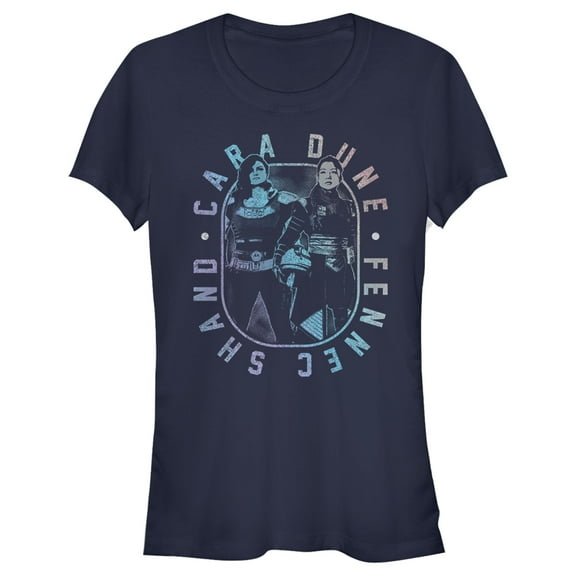 Junior's Star Wars: The Mandalorian Female Mercenaries Gradient  Graphic Tee Navy Blue Large