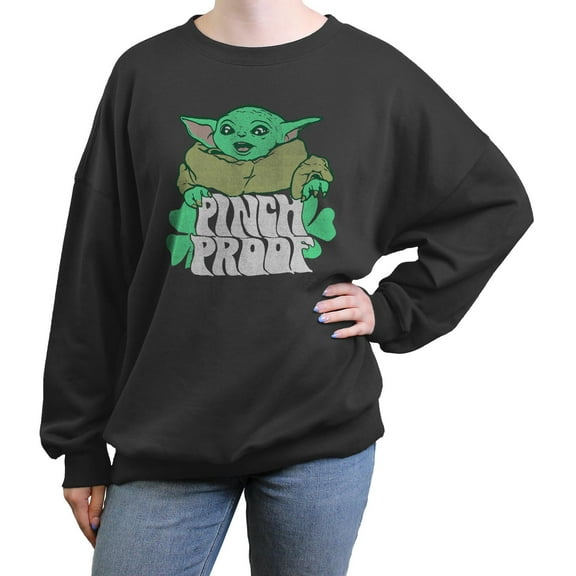 Junior's Star Wars: The Mandalorian Grogu Clover Pinch Proof  Sweatshirt