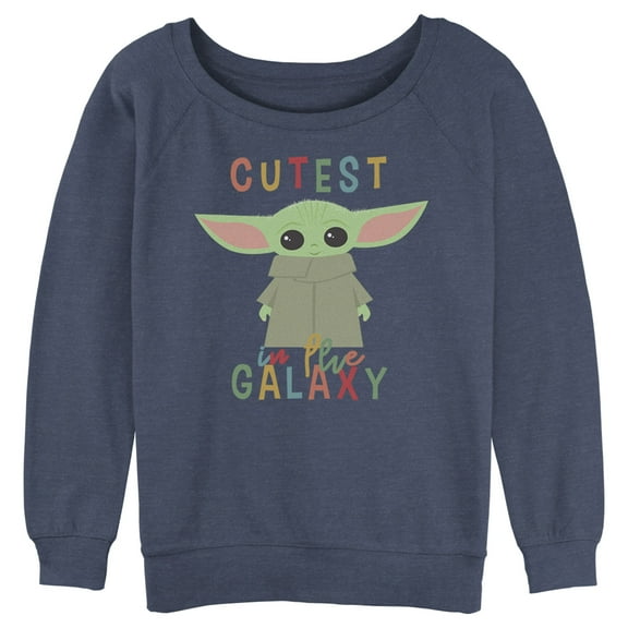 Junior's Star Wars: The Mandalorian Grogu Cutest in the Galaxy  Sweatshirt Blue Heather 2X Large