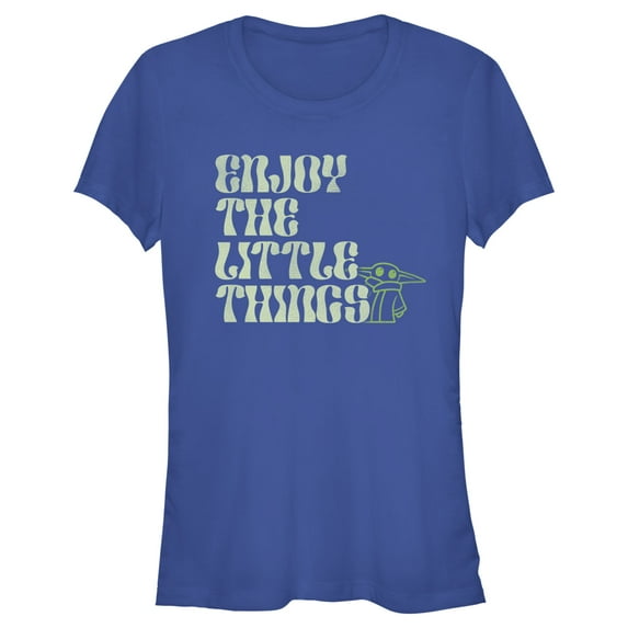 Junior's Star Wars: The Mandalorian Grogu Enjoy the Little Things Graphic Tee Royal Blue X Large