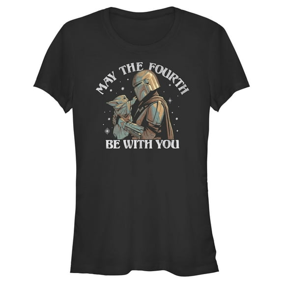 Junior's Star Wars: The Mandalorian Grogu May the Fourth Be With You  Graphic Tee Black X Large