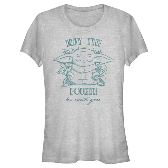 Junior's Star Wars: The Mandalorian Grogu May the Fourth Be With You Graphic Tee Athletic Heather 2X Large