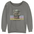 thumbnail image 1 of Junior's Star Wars: The Mandalorian Grogu Retro Pastel Stripes Sweatshirt Gray Heather Small, 1 of 3