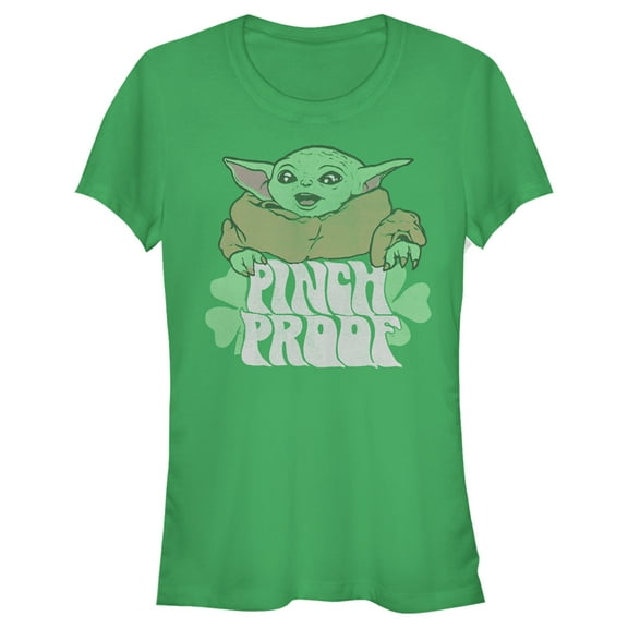 Junior's Star Wars: The Mandalorian Grogu St. Patrick's Day Pinch Proof  Graphic Tee Kelly Green 2X Large