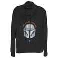 thumbnail image 1 of Junior's Star Wars: The Mandalorian Helmet Cartoon  Cowl Neck Sweatshirt Black 4X Large, 1 of 3