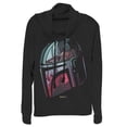 thumbnail image 1 of Junior's Star Wars: The Mandalorian Helmet Reflection  Cowl Neck Sweatshirt Black X Small, 1 of 3