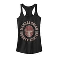 thumbnail image 1 of Junior's Star Wars: The Mandalorian Helmet Stamp  Racerback Tank Top Black X Large, 1 of 4