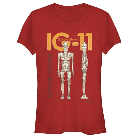 Junior's Star Wars: The Mandalorian IG-11 Action Figure Graphic Tee Red Large