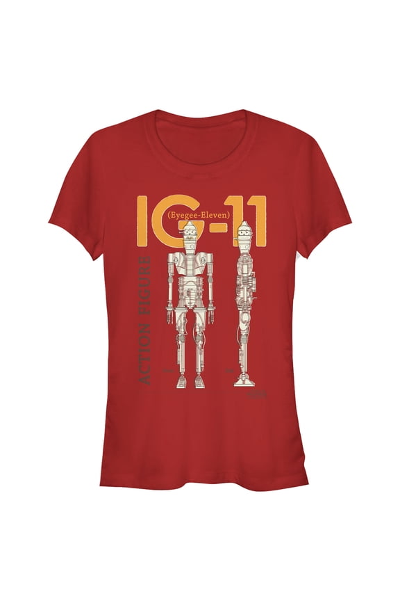 Junior's Star Wars: The Mandalorian IG-11 Action Figure  Graphic Tee Red Medium