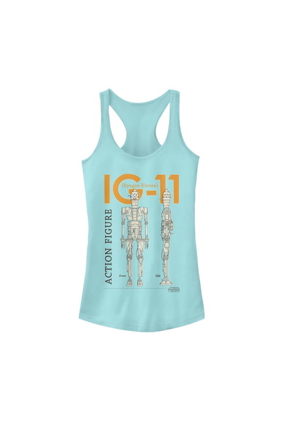 Junior's Star Wars: The Mandalorian IG-11 Action Figure  Racerback Tank Top Cancun Medium
