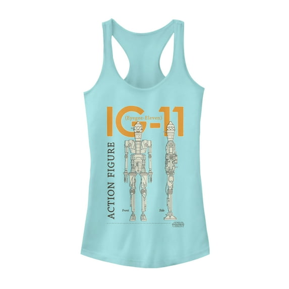 Junior's Star Wars: The Mandalorian IG-11 Action Figure Racerback Tank Top Cancun Small